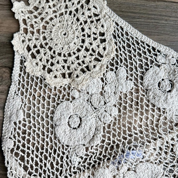 Zara Boho Ecru Floral Cotton Crochet Halter Strappy Top Size S - Picture 4 of 16